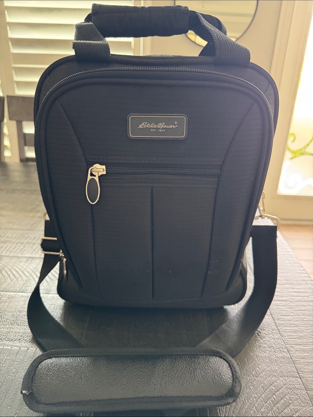 Eddie Bauer Black Compact Vertical Travel Bag with Shoulder Strap
